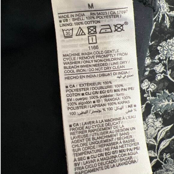 Old Navy Black Floral Ruffle Flutter Sleeve V Neck Tiered A Line Midi Dress Sz M - Picture 5 of 5